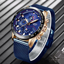 Load image into Gallery viewer, 2019 New LIGE Blue Casual Mesh Belt Fashion Quartz