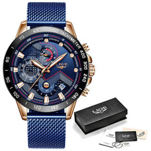 Load image into Gallery viewer, 2019 New LIGE Blue Casual Mesh Belt Fashion Quartz